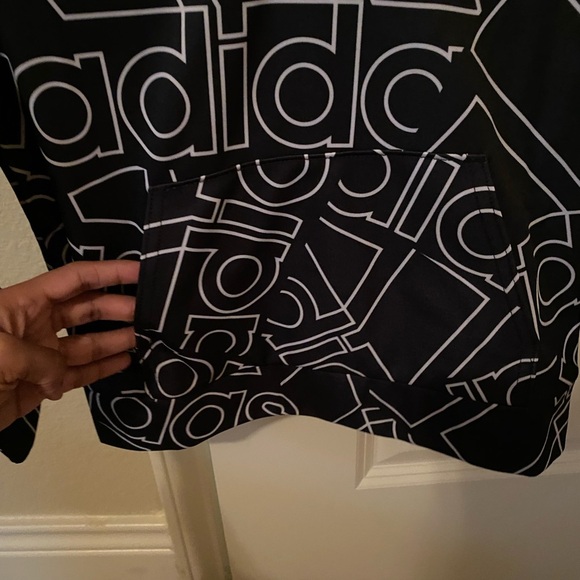 Kids Brand new black adidas all over print hooded sweatshirt size 3T - for boys - Picture 6 of 6